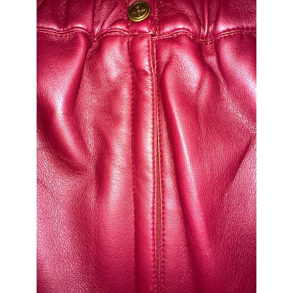 CCC Vintage Burgundy Faux Leather Pencil Skirt Decorative Button Liner Size Larg - Picture 7 of 7